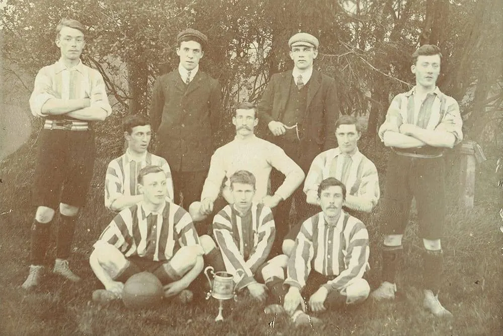 Black and white photograph before colourisation